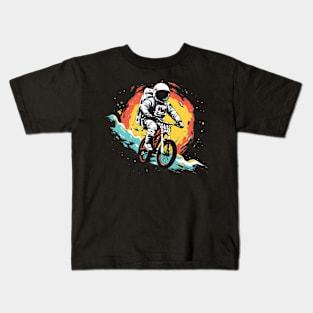 Cosmic Cyclist // Awesome Astronaut on a Bicycle in Outer Space alt Kids T-Shirt